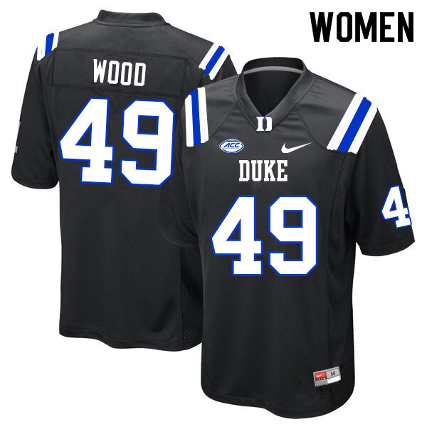 Women #49 Connor Wood Duke Blue Devils College Football Jerseys Sale-Black - Click Image to Close
